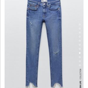 ZARA Ripped Denim Skinny Jeans Size 6